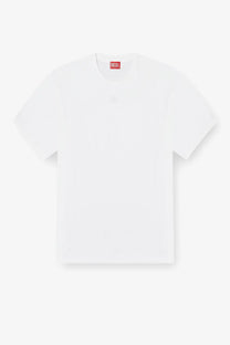 Diesel men’s Lucien Ihbi white cotton t-shirt with a simple crew neck and short sleeves
