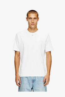 Diesel men’s madjust TR white cotton crewneck t-shirt with a small minimalist logo at the neckline