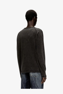 Diesel men’s mind cotton shirt grey in dark gray with subtle faded texture and contrasting black seam detailing