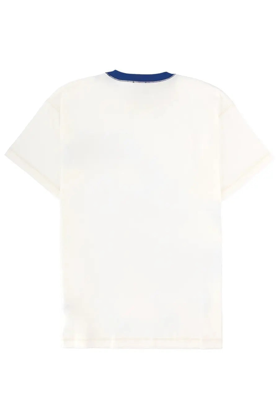 Diesel men’s white short-sleeved t-shirt with navy blue ribbed crew neck perfect for casual wear