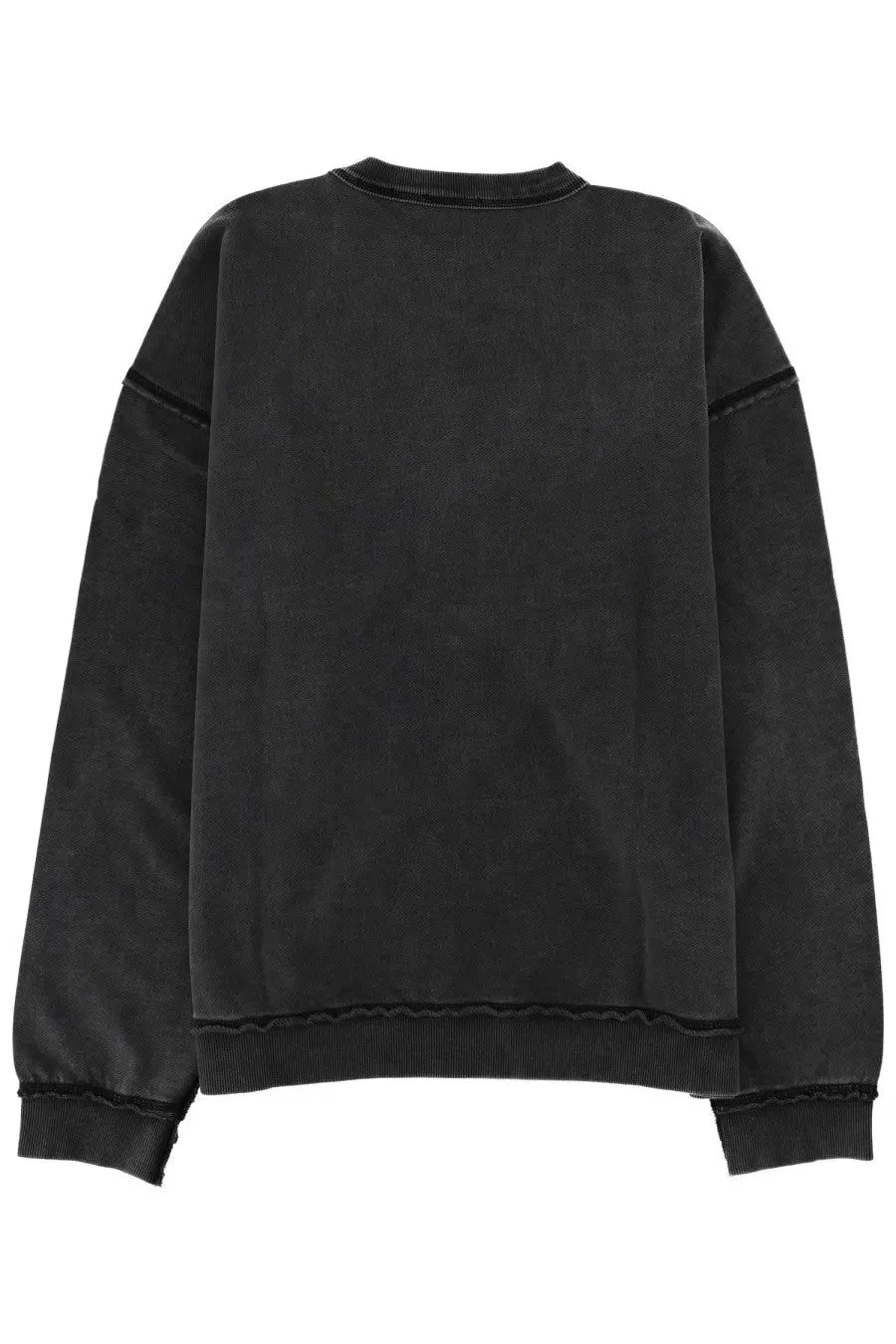 Diesel men’s sweatshirt grey oversized black with faded distressed texture and ribbed cuffs