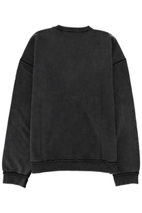 Diesel men’s black oversized sweatshirt with faded distressed texture and ribbed cuffs in comfortable cotton blend
