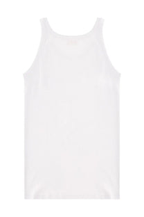 Diesel men’s white sleeveless tank top with a minimalist design perfect for casual summer wear