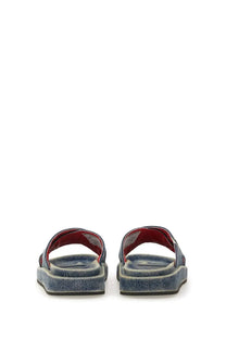 Diesel unisex slide sandal cris cros blue denim with red interior lining perfect for casual wear