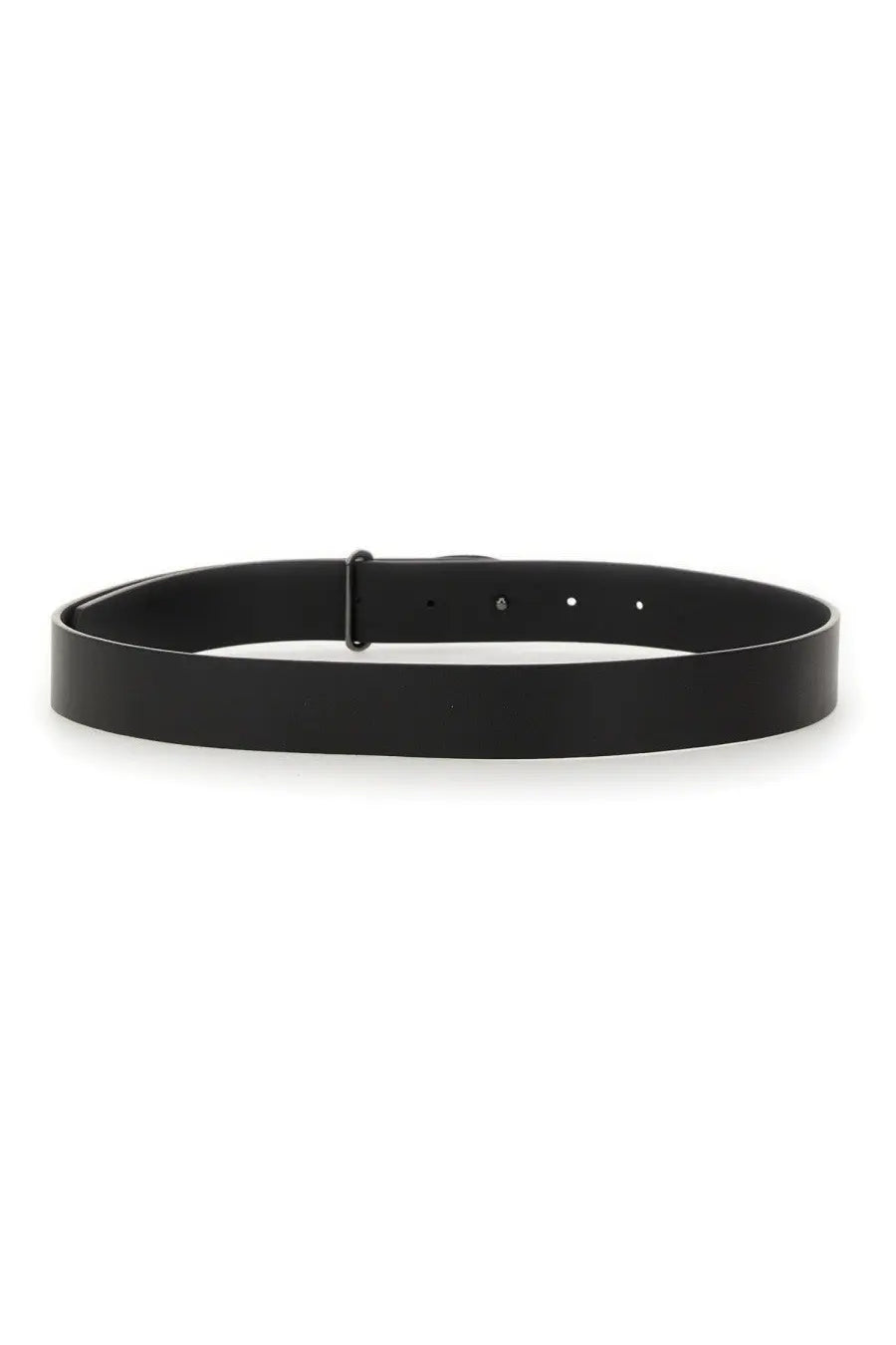 Diesel women’s black leather belt with a sleek minimalist buckle for stylish and versatile wear