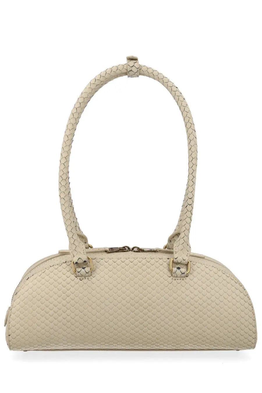 Diesel women’s borsa bowling rettangolare 1dr dome beige cream handbag with woven leather texture and braided handles