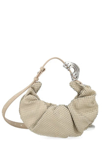 Diesel women’s borsa grab beige woven leather hobo bag with silver-toned metallic clasp