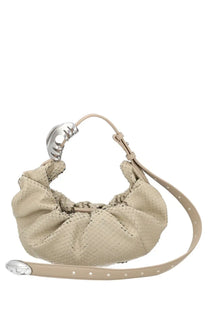 Diesel womens borsa grab beige beige woven leather hobo bag with silver toned metal hardware and detachable strap
