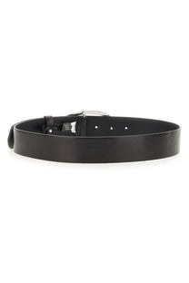 Diesel women’s cintur a 1dr black leather belt with silver toned buckle and visible stitching along the edges