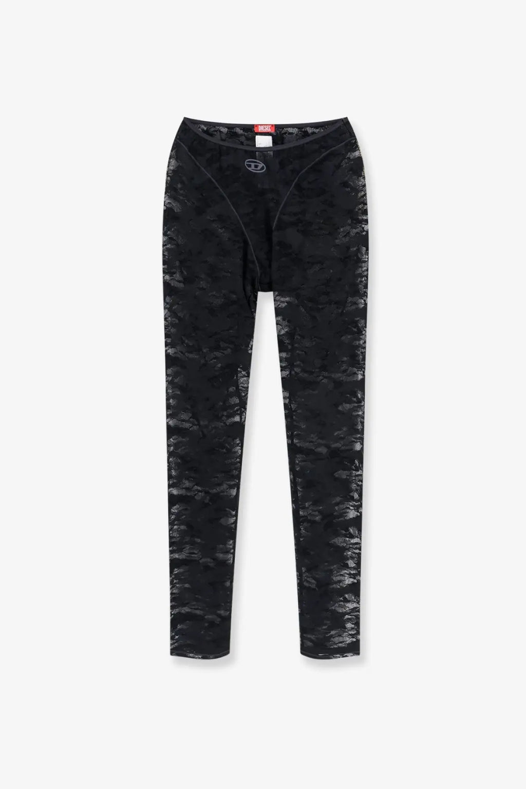 Diesel women’s Claire Utlt lace black leggings with a subtle textured camouflage pattern for casual wear