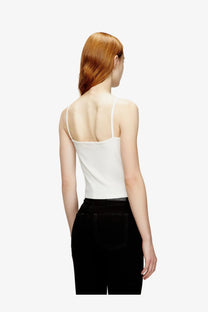 Diesel women’s white cotton tank top with thin straps and minimalist sleeveless design