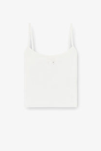 Diesel women’s white cotton tank top featuring a minimalist design with a subtle logo and spaghetti straps