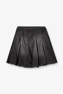 Diesel women’s black de spiki short denim skirt with pleats subtle sheen and stitched detailing