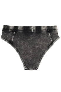 Diesel women’s hipster dnm briefs black in denim style with faded texture and white contrast stitching along seams