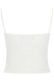 Diesel women’s hupy od top white spaghetti strap crop top made from lightweight fabric for casual wear