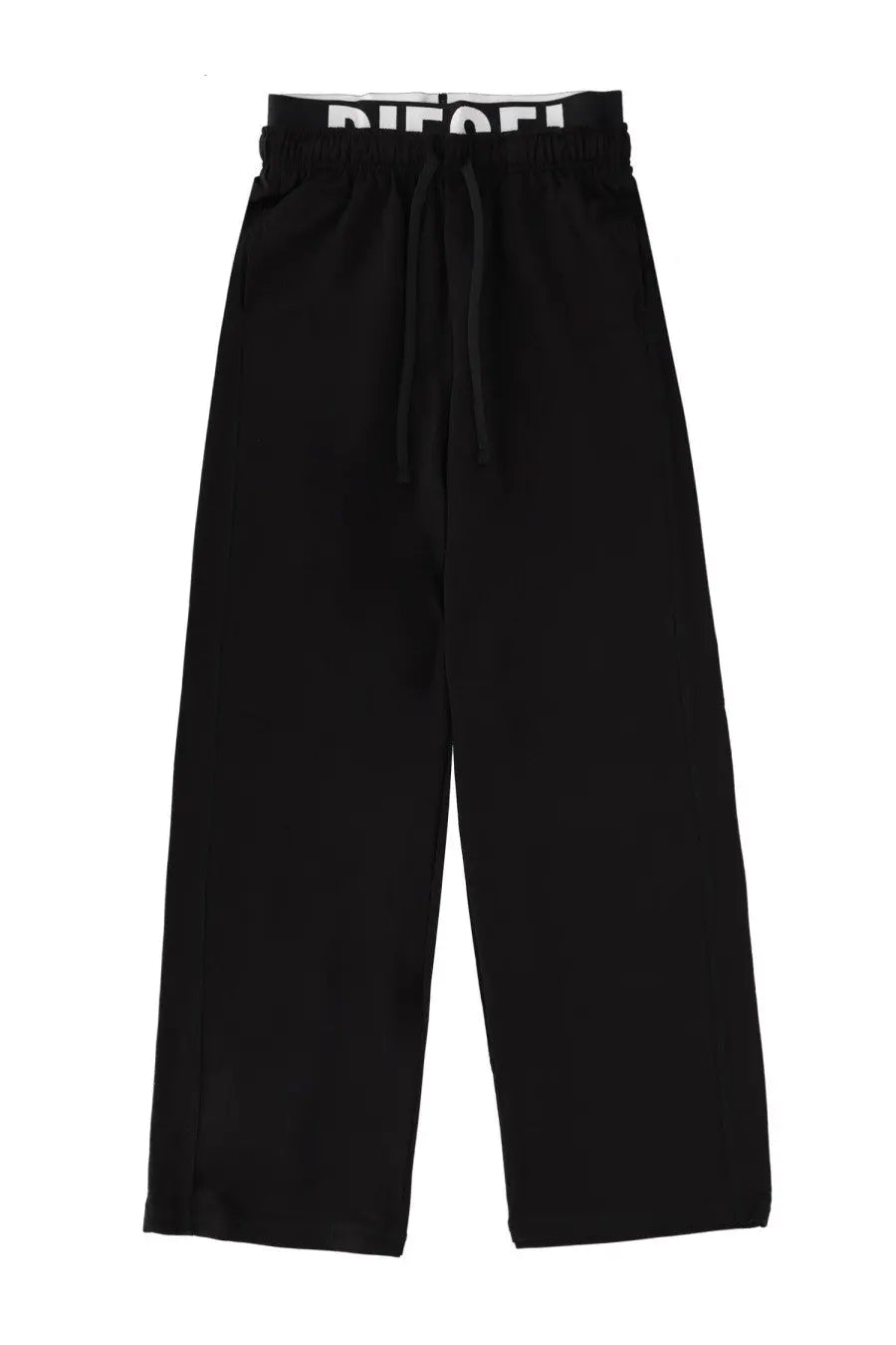 Diesel women’s jogger pants leslie pop black wide-leg sweatpants with drawstring waistband and elasticated hem