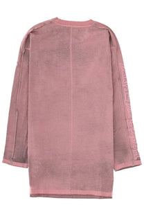 Diesel women’s mini dress aliene blue in dusty rose with long sleeves faded texture and subtle vertical seams