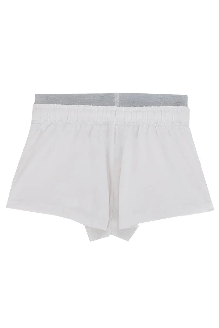 Diesel women’s Miranda pop white cotton boxer shorts with a gray elastic waistband front view
