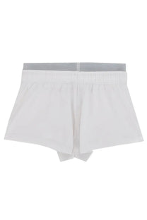 Diesel women’s Miranda pop white cotton boxer shorts with a gray elastic waistband front view