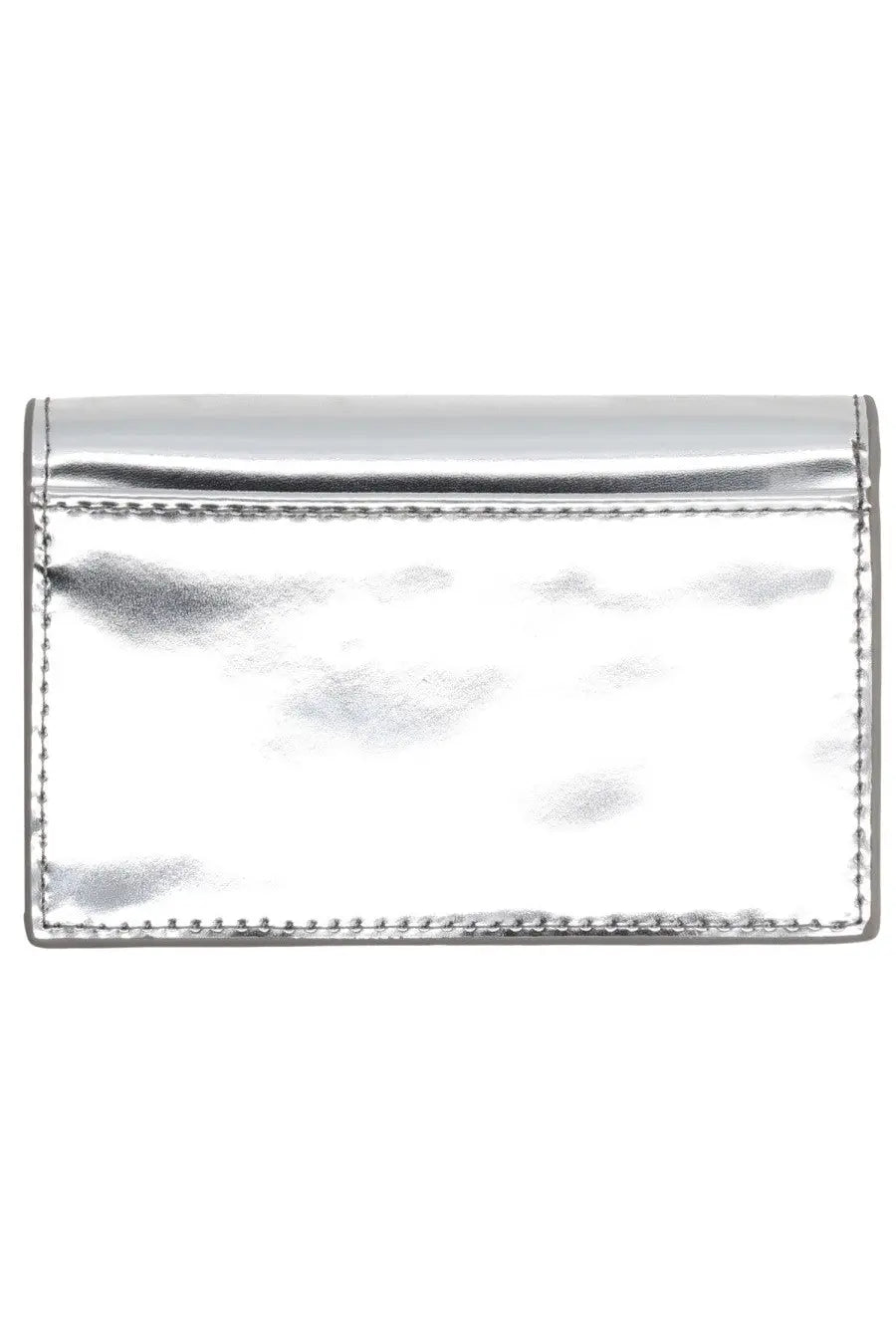 Diesel women’s Portacarte 1DR silver metallic clutch with subtle marbled texture and precise edge stitching