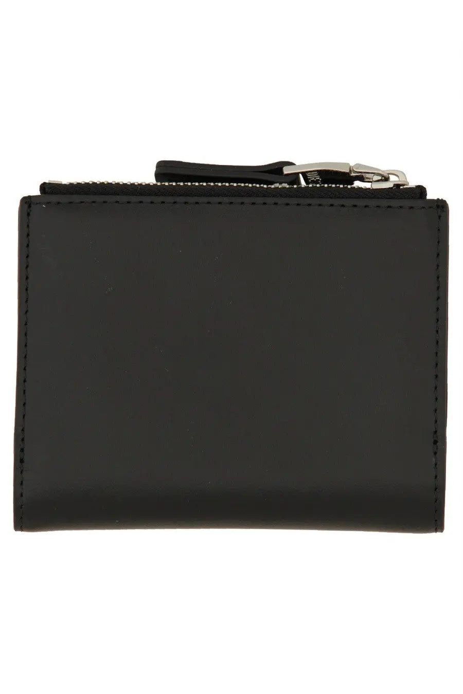 Diesel women’s portafoglio in pelle black black leather wallet with silver-toned metal zipper pull