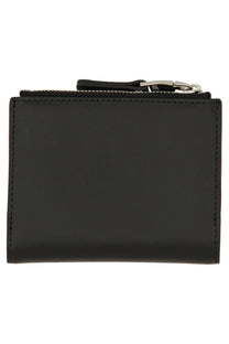 Diesel women’s portafoglio in pelle black black leather wallet with silver-toned metal zipper pull