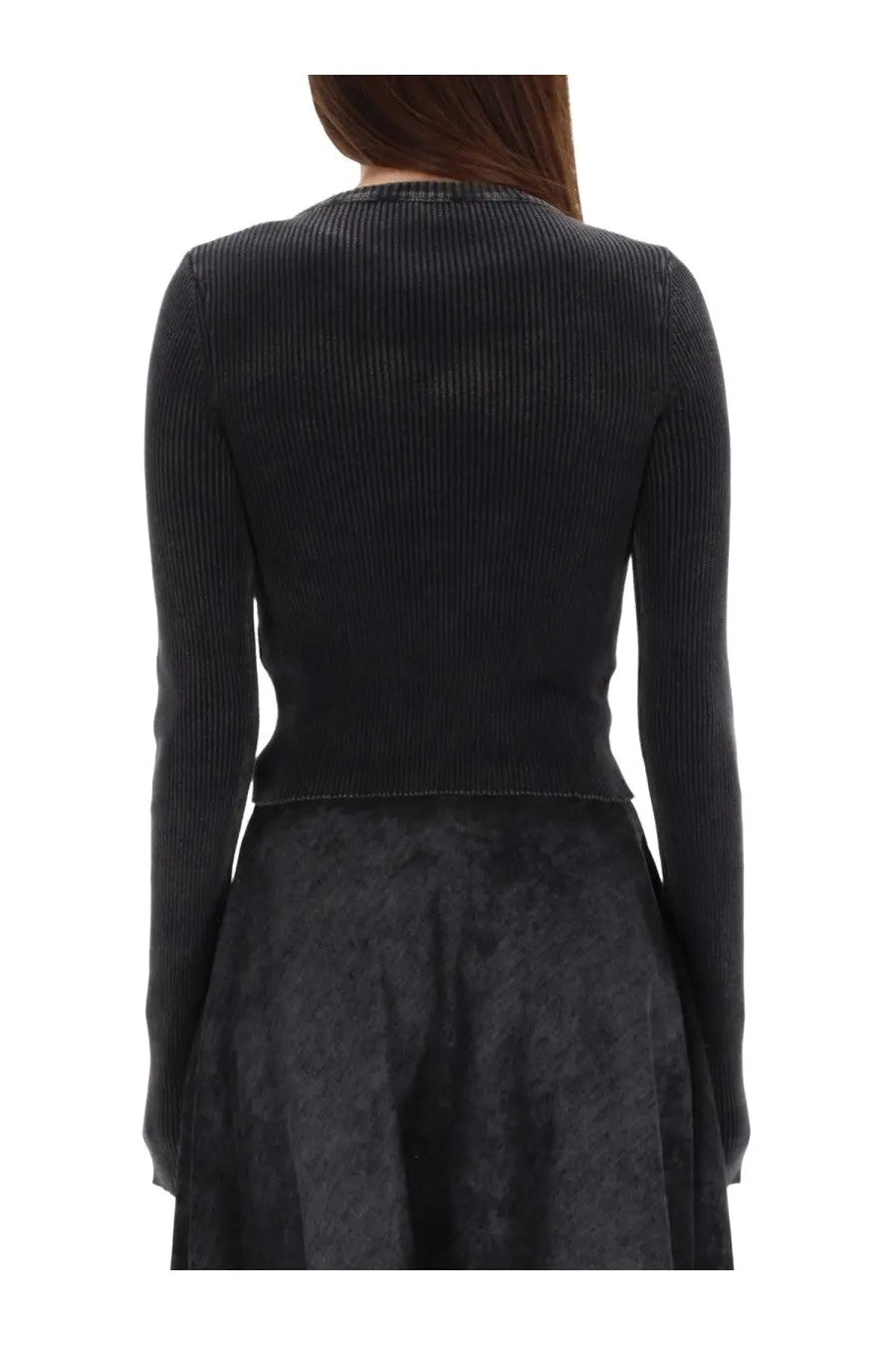 Diesel women’s shirt anchor black black ribbed knit long sleeve cardigan made of soft fabric for casual wear