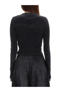 Diesel women’s shirt anchor black black ribbed knit long sleeve cardigan made of soft fabric for casual wear