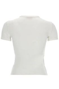 Diesel women’s shirt uncutieslong white sleek off-white short-sleeved fitted ribbed texture top