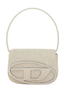 Diesel women’s shoulder bag 1DR white with off-white textured surface and prominent metallic logo emblem