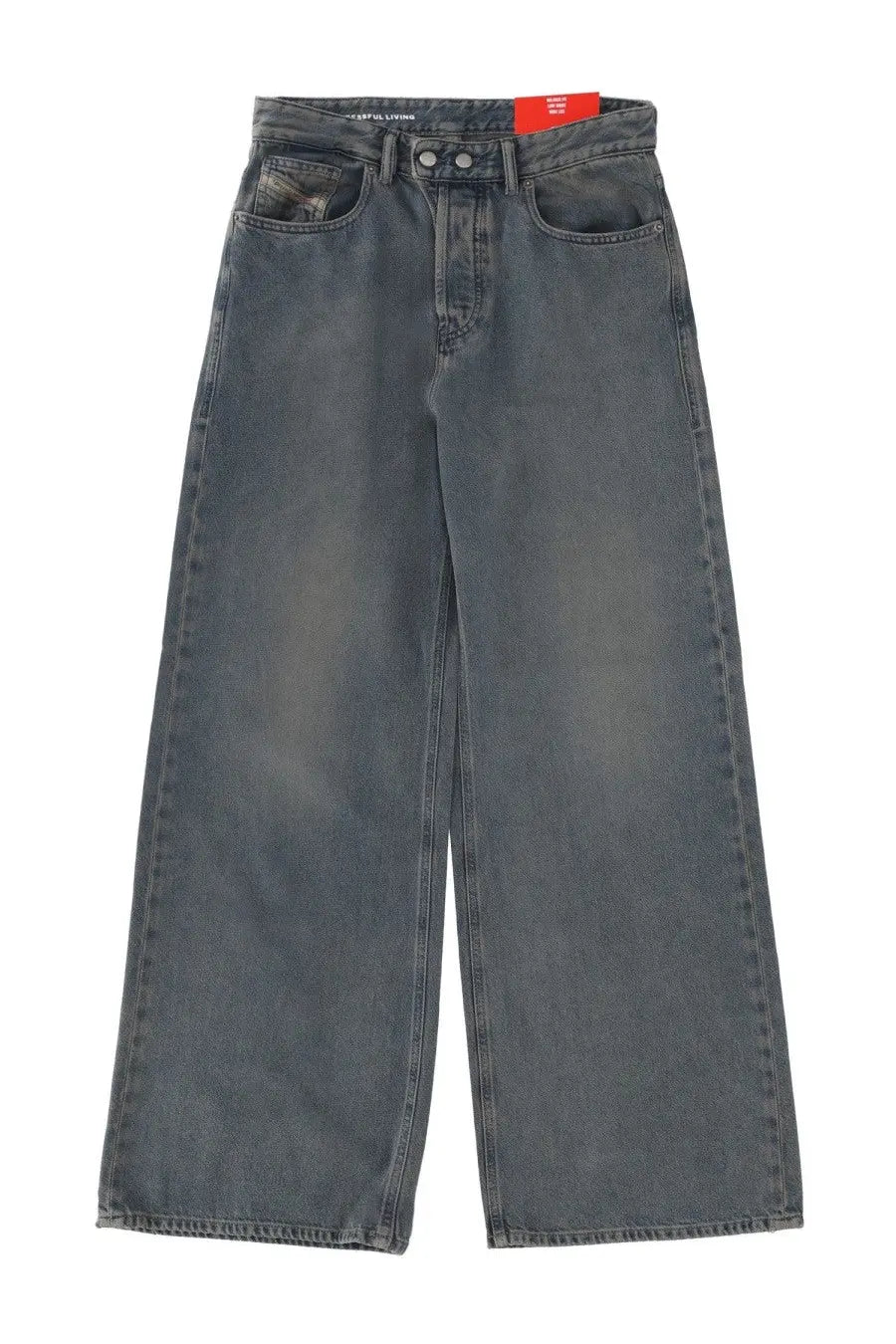 Dark gray denim wide-leg jeans with button closure from diesel womens sire jeans grey collection