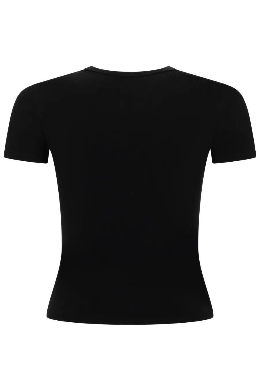 Diesel womens black short-sleeved crop top with fitted silhouette and round neckline in soft fabric