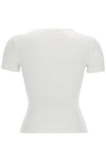 Diesel women’s white short-sleeved crop top with fitted silhouette made of smooth stretchy fabric