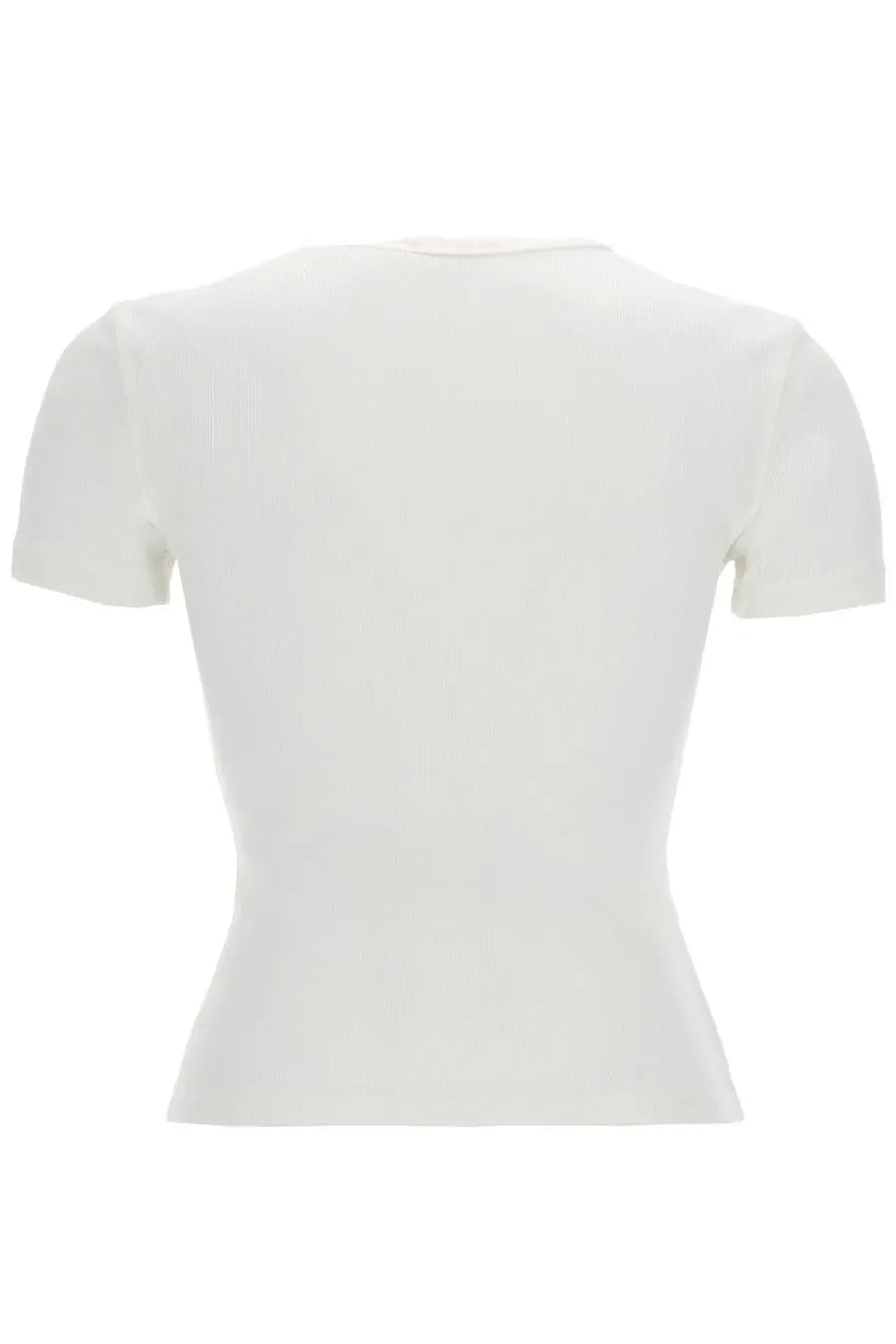 Diesel women’s white crop top with short sleeves fitted silhouette and smooth stretchy fabric for casual wear