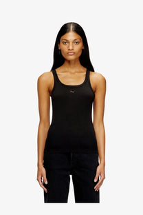 Diesel women’s wife od ribbed cotton tank top in black featuring a subtle calvin klein logo on the chest