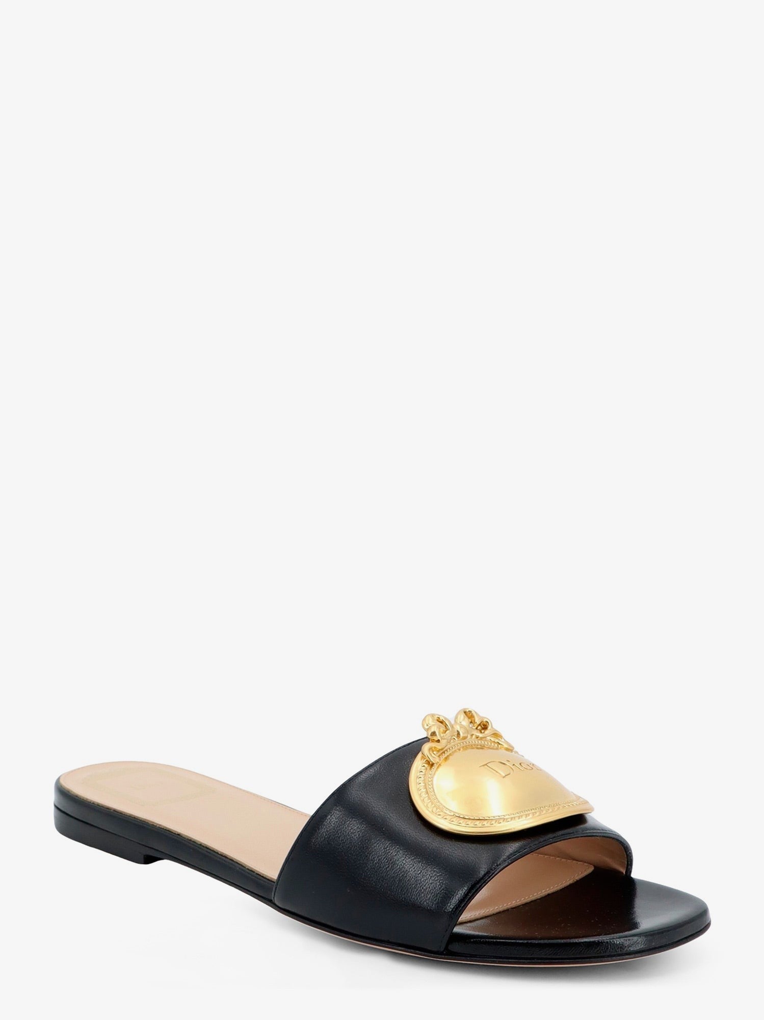 Dior Women's Dior Medaillon Leather Sandals Black