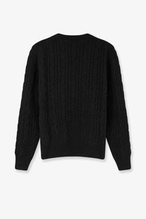 Black dior men’s cable knit cashmere sweater with ribbed cuffs and hem for a classic cozy look