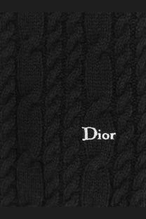 Black cable knit cashmere sweater with white dior embroidery for men by Dior