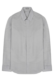 Dior men’s camicia monogram grey minimalist light gray button-up shirt with crisp collar and long sleeves
