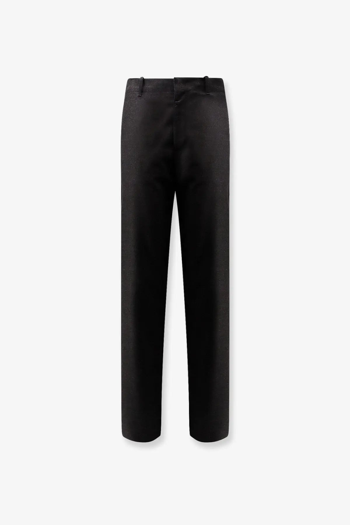 Black tailored trousers with sleek straight-leg cut and subtle creasing at waistband in dior mens cashmere trousers grey
