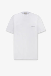 Dior men’s white cotton crew-neck t-shirt with subtle embroidered logo on the left chest