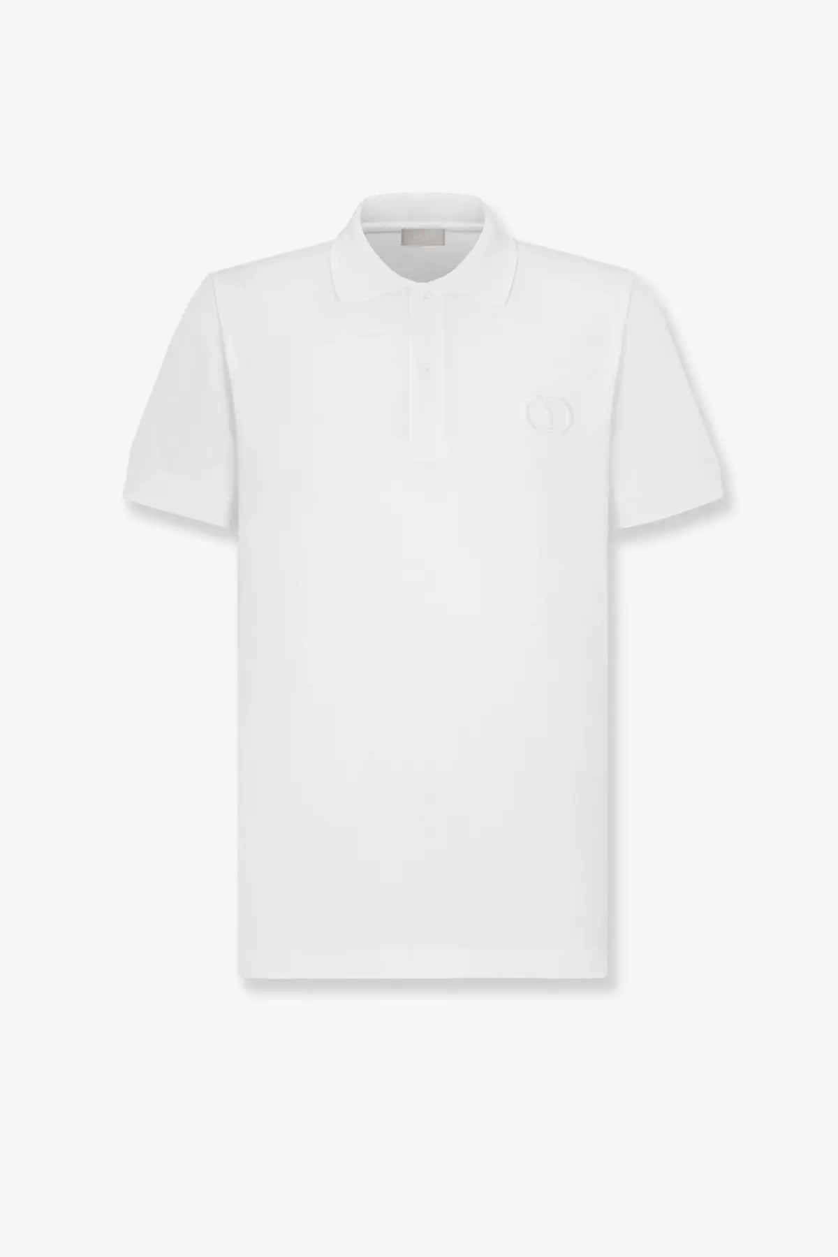 Dior men’s white cotton piqué polo shirt with subtle embroidered logo on the left chest