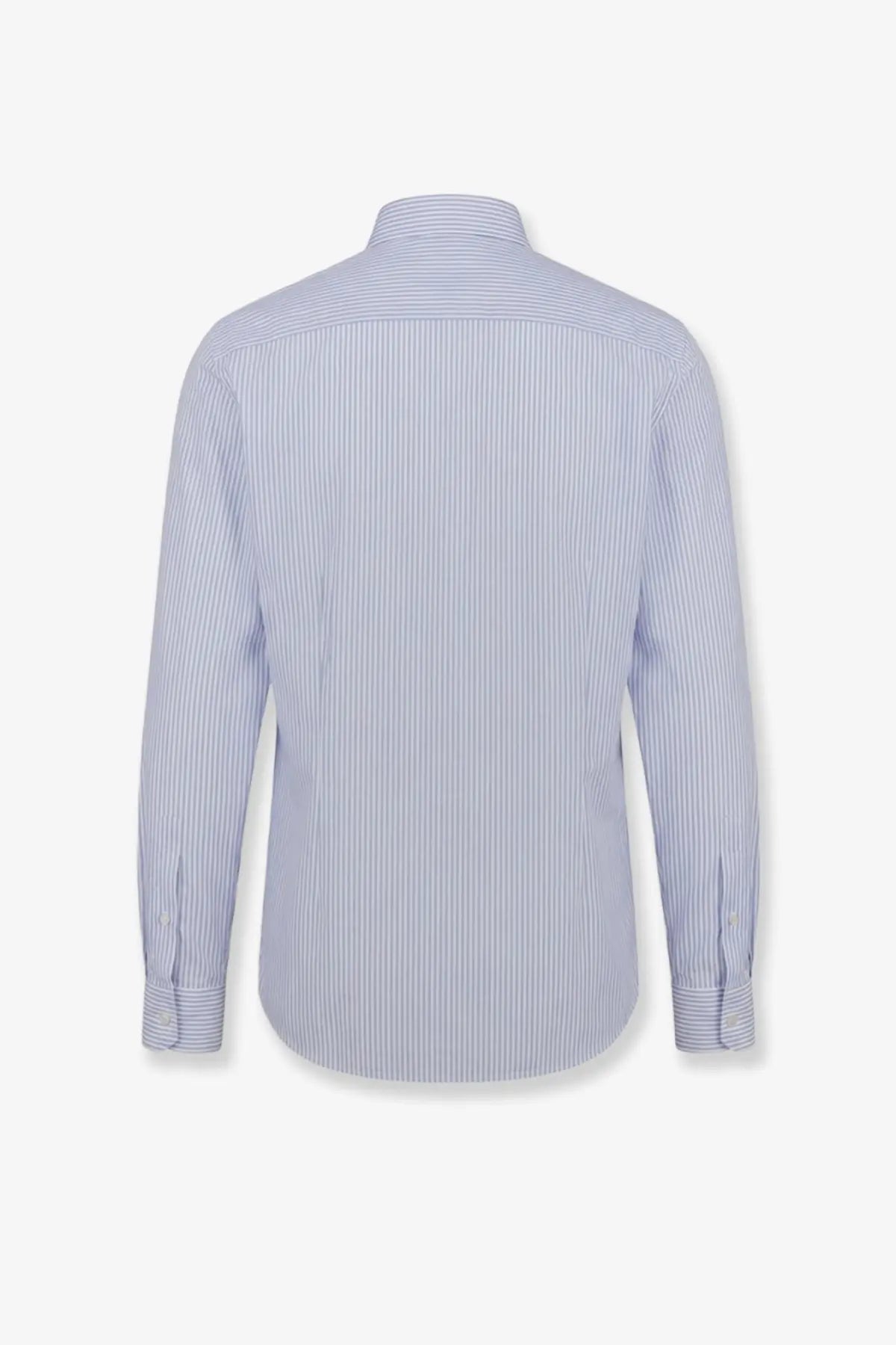 Dior men’s cotton shirt in classic blue and white vertical pinstripe with long sleeves and crisp design