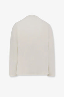 Cream-colored ribbed knit sweater with classic crew neck and long sleeves dior men’s cotton and wool blend white