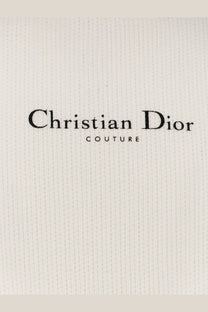 White dior men’s cotton and wool blend sweater with black christian dior couture logo on textured fabric