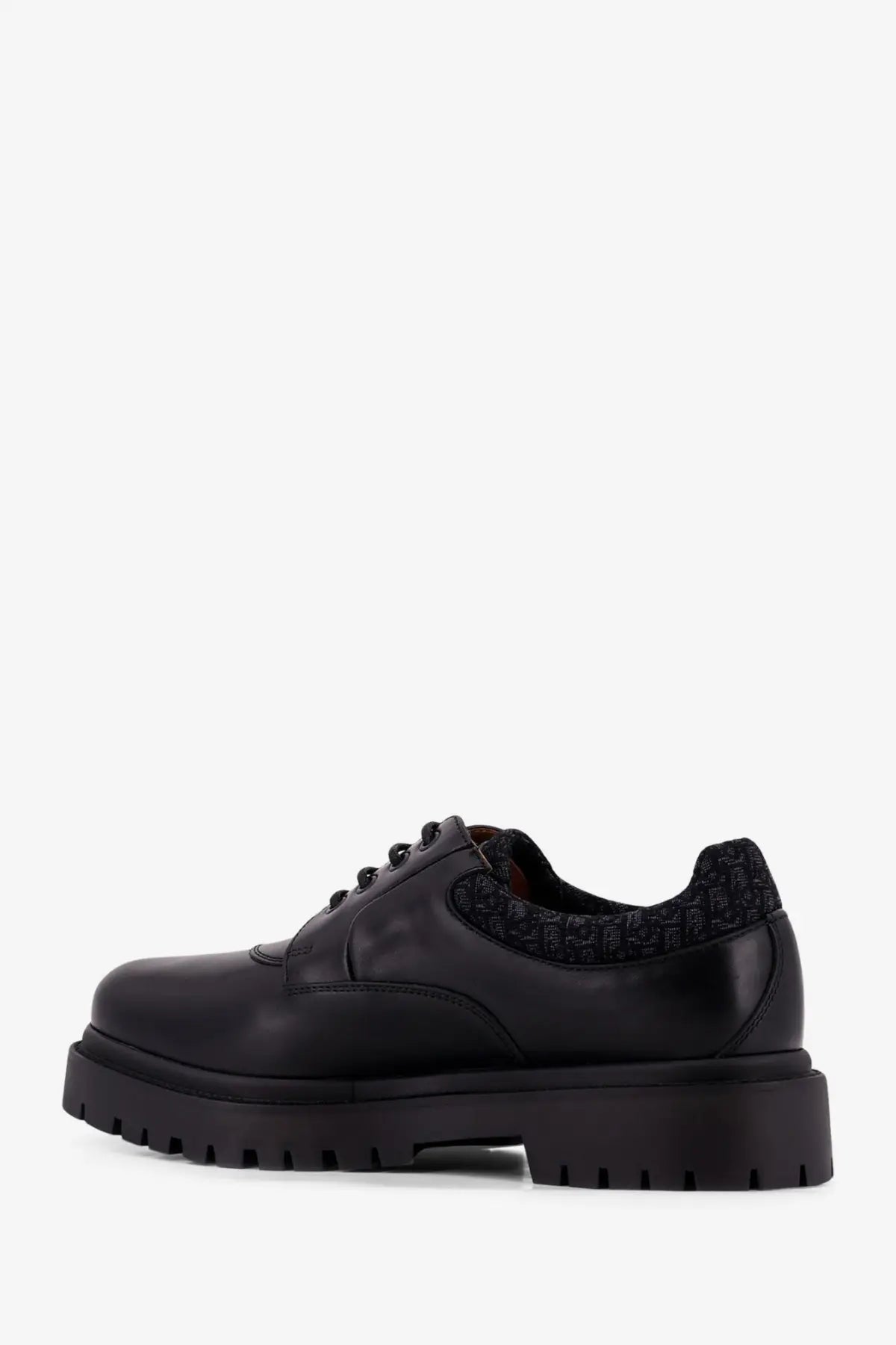 Dior men’s dh dexpii black leather lace-up shoe with chunky sole and textured fabric lining