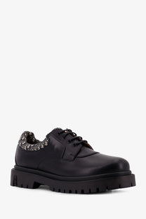Dior men’s dh dexpii black leather lace-up shoe with chunky sole and patterned lining