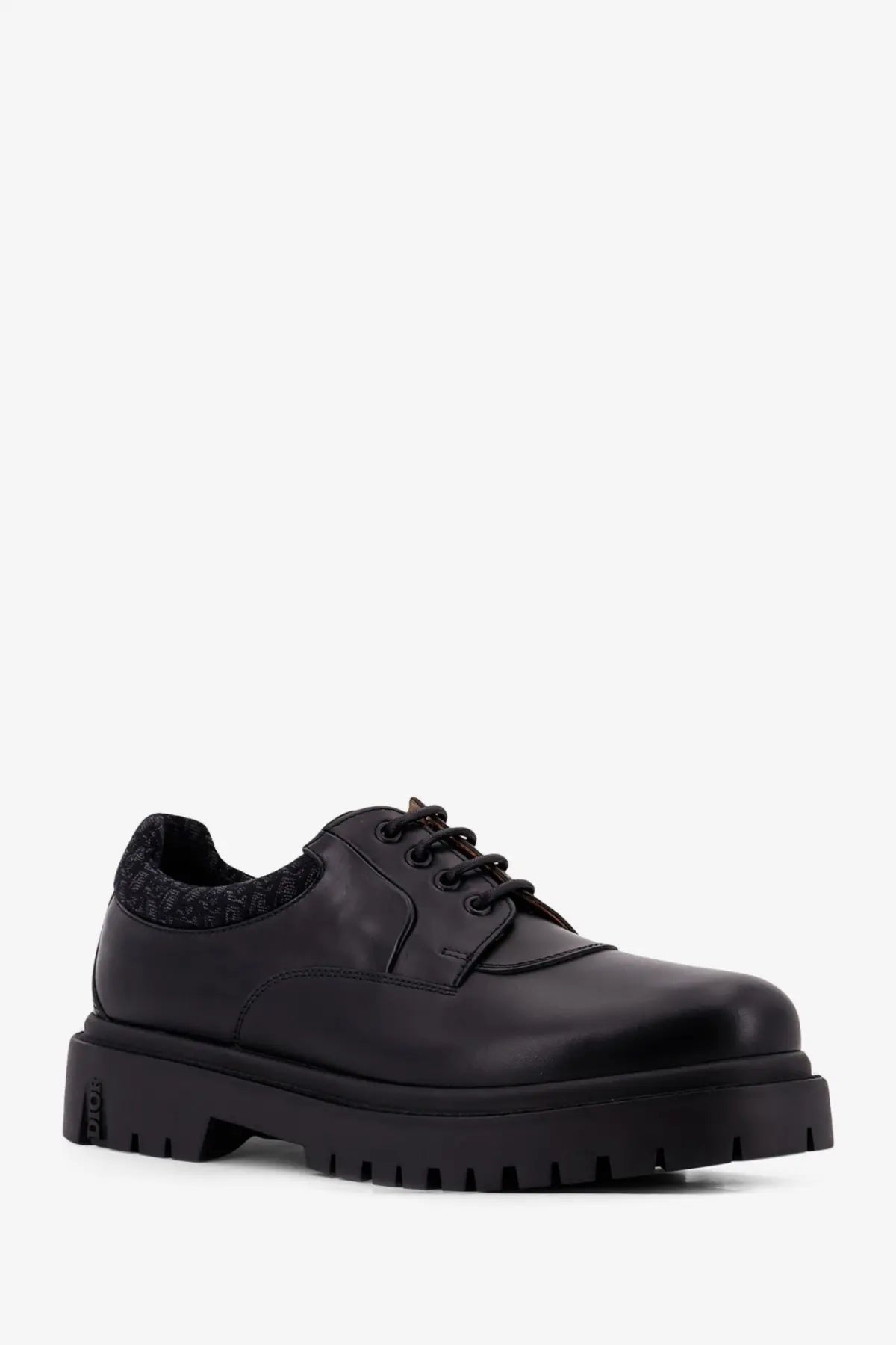 Dior men’s dh dexpii black leather lace-up shoe with chunky rubber sole and textured inner lining