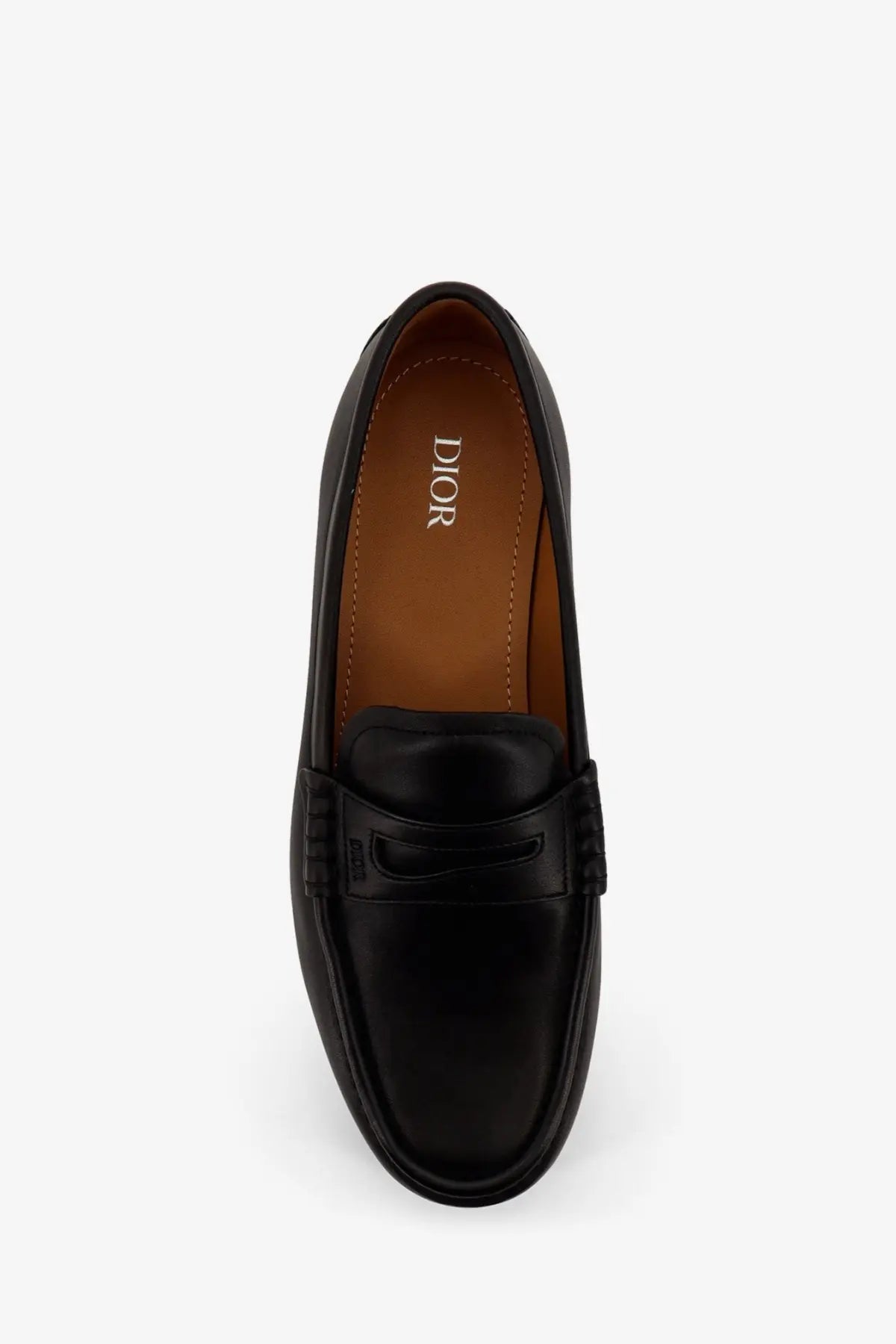 Black Dior men’s Granvil leather loafer with polished finish and classic moccasin design