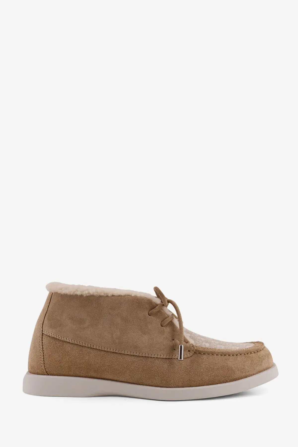 Tan suede chukka boot with soft beige shearling lining and matching laces from dior men’s dior granville suede lace beige collection